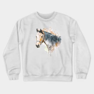 Watercolor Portrait - Brown Horse Head Crewneck Sweatshirt